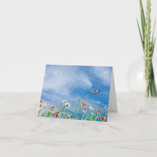 Wildbloemgrens en vlinder notitiekaartje (Voorkant)