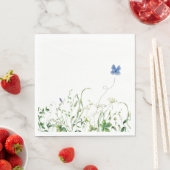 Wildbloemgrens met blauwe vlinder servet (Insitu)