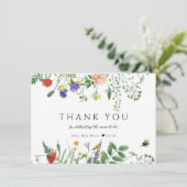 Wildbloemgroen | Bijen Bloemen | BABY SHOWER Bedankkaart (Staand voorkant)