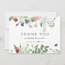Wildbloemgroen | Bijen Bloemen | BABY SHOWER Bedankkaart