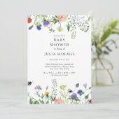 Wildbloemgroen | Bijen Bloemen | BABY SHOWER Kaart (Staand voorkant)