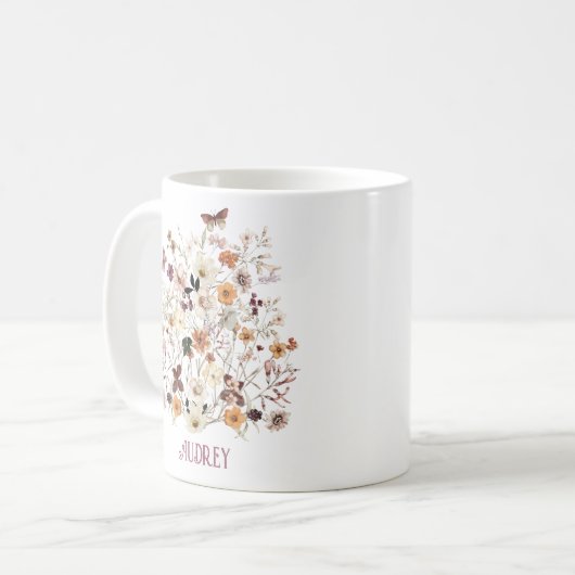 Wildbloemigen Bloemnaam monogram Koffiemok (Voorkant links)