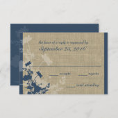 Wildbloemigen en Burlap Huwelijksreactie RSVP Kaartje (Voorkant / Achterkant)