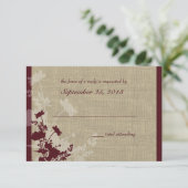 Wildbloemigen en Burlap Huwelijksreactie RSVP Kaartje (Staand voorkant)