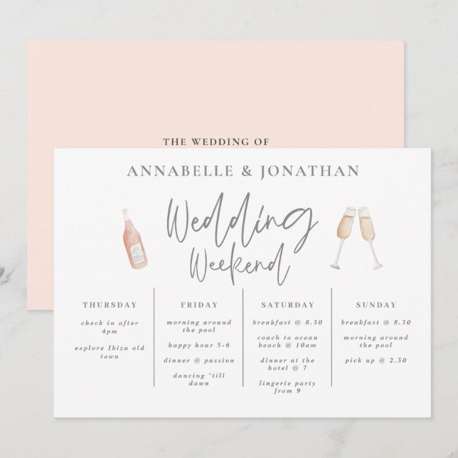 Wildbloemkorrelig bruiloft weekend route modern (Voorkant / Achterkant)