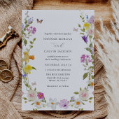 Wildbloemkrans Elegant Tuin Bruiloft Kaart