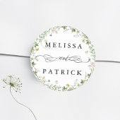 Wildbloemkrans Elegante bruiloft Ronde Sticker