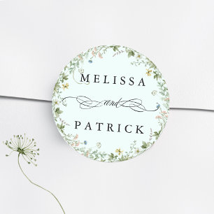 Wildbloemkrans Elegante trouwmunt Ronde Sticker