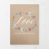 Wildbloemkrans op Kraft Country Wedding Suite Drieluik Uitnodiging (Cover)