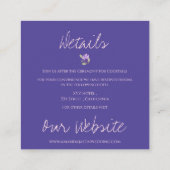 Wildbloemkrans Paarse bloemige bruiloft Details Informatiekaartje (Achterkant)