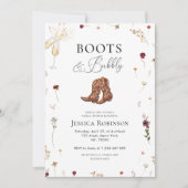 Wildbloemlaarzen & Bubbly Western Vrijgezellenfees Kaart (Voorkant)