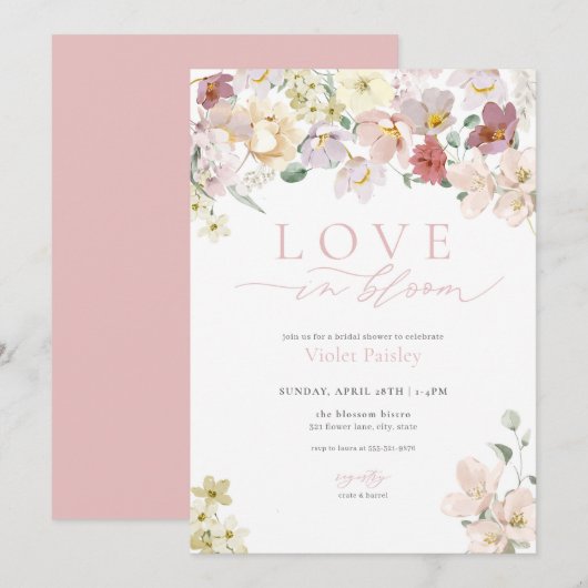 Wildbloemliefde in bloei bruids douche uitnodiging (Voorkant / Achterkant)