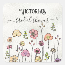 Wildbloemliefde in bloei Vrijgezellenfeest Vierkante Sticker