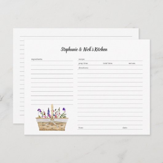 Wildbloemmand Recept Kaart sjabloon (Voorkant / Achterkant)