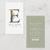 Wildbloemmonogram E Visitekaartje (Voorkant / Achterkant)