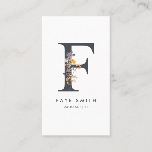 Wildbloemmonogram F Visitekaartje (Voorkant)