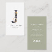 Wildbloemmonogram J Visitekaartje (Voorkant / Achterkant)