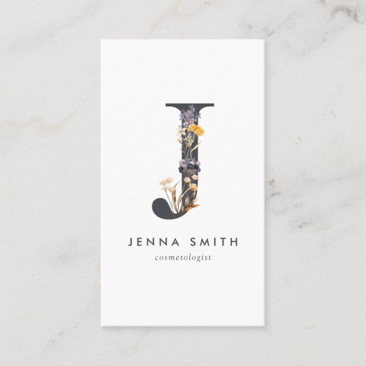 Wildbloemmonogram J Visitekaartje (Voorkant)
