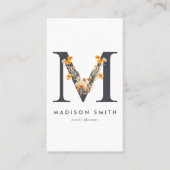 Wildbloemmonogram M Visitekaartje (Voorkant)