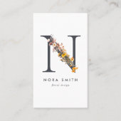 Wildbloemmonogram N Visitekaartje (Voorkant)
