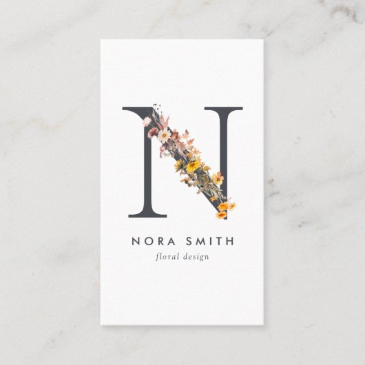 Wildbloemmonogram N Visitekaartje (Voorkant)