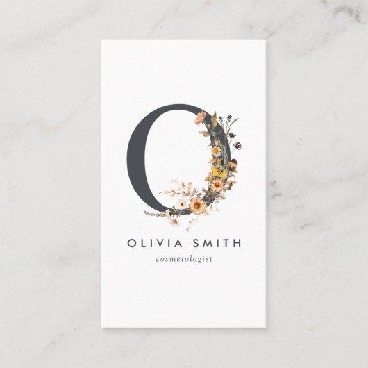 Wildbloemmonogram O Visitekaartje (Voorkant)