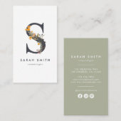 Wildbloemmonogram S Visitekaartje (Voorkant / Achterkant)