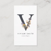 Wildbloemmonogram V Visitekaartje (Voorkant)