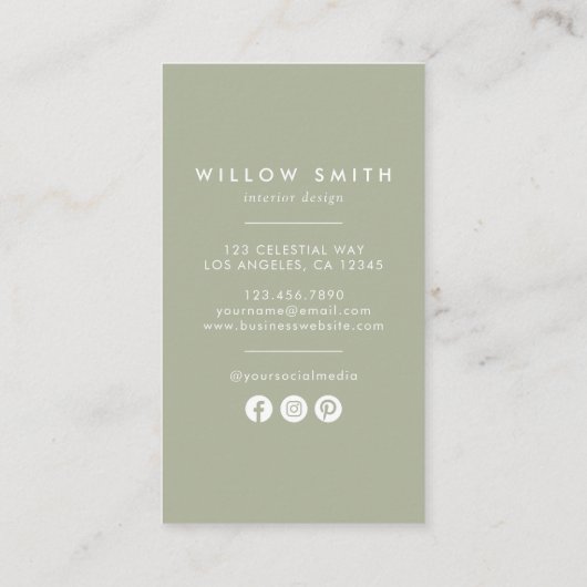 Wildbloemmonogram W Visitekaartje (Achterkant)