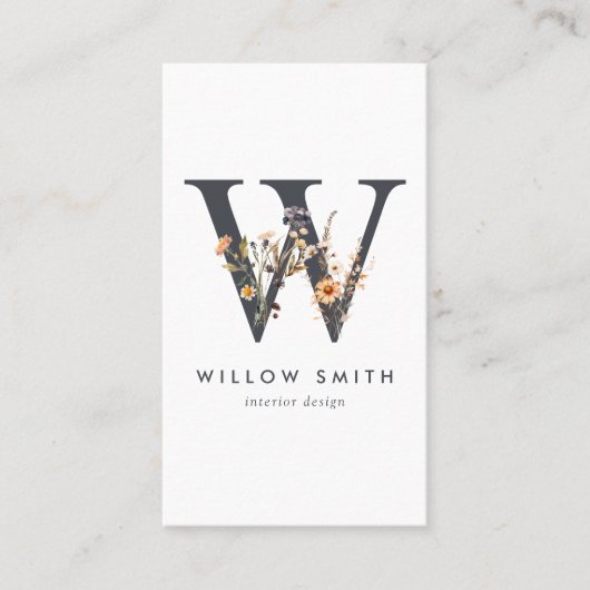 Wildbloemmonogram W Visitekaartje (Voorkant)