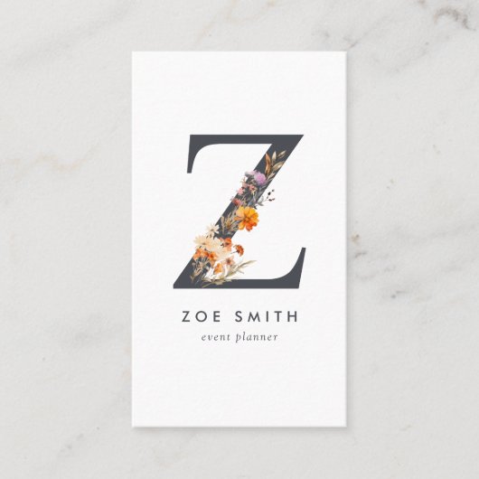 Wildbloemmonogram Z Visitekaartje (Voorkant)
