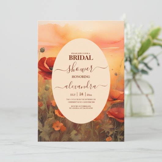 Wildbloempapaver minimalistisch modern vrijgezelle kaart (Staand voorkant)