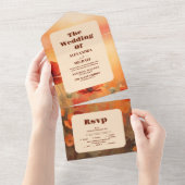 Wildbloempapaver minimalistische moderne bruiloft all in one uitnodiging (Afscheurbaar)