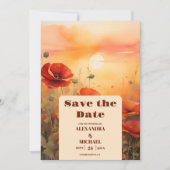 Wildbloempapaver minimalistische moderne bruiloft save the date (Voorkant)