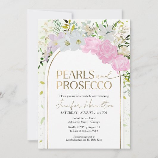 Wildbloemparels en Prosecco Vrijgezellenfeest Kaart (Voorkant)