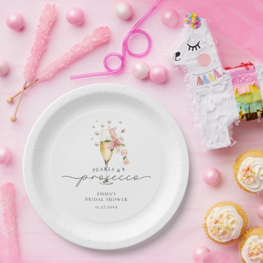 Wildbloemparels & Prosecco Vrijgezellenfeest Papieren Bordje (Feest)
