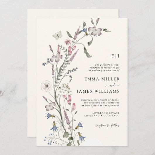 Wildbloempastel Weddenschap Kaart (Voorkant / Achterkant)