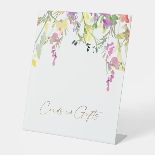 Wildbloempenkaarten en cadeaubonnen reclamebord met voetstuk (Voorkant)