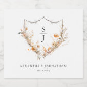 Wildbloemperzik bloemenbruiloft sparkling wijnetiket (Enkel label)