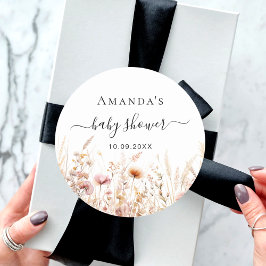 Wildbloemperzik roze baby shower ronde sticker