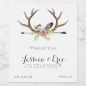 Wildbloempijl en gewei bruiloft wijn etiket (Enkel label)