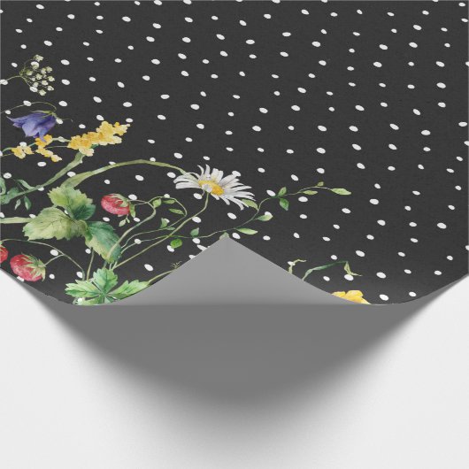 Wildbloemrand op stippen cadeaupapier (Hoek)