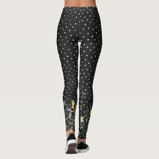 Wildbloemrand op stippen leggings (Achterkant)