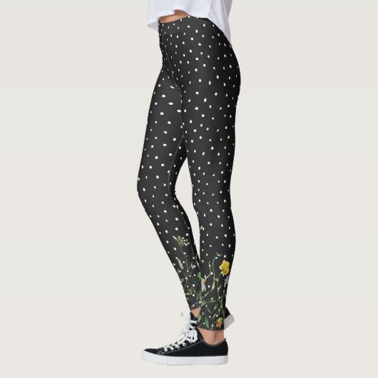 Wildbloemrand op stippen leggings (Links)
