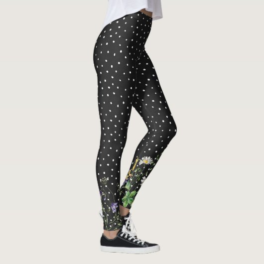 Wildbloemrand op stippen leggings (Rechts)