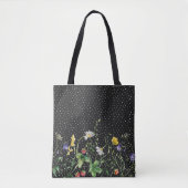 Wildbloemrand op stippen tote bag (Voorkant)