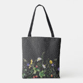 Wildbloemrand op stippen tote bag (Achterkant)