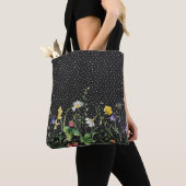Wildbloemrand op stippen tote bag (Dichtbij)