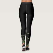 Wildbloemrand op zwart leggings (Achterkant)