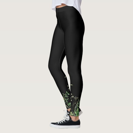 Wildbloemrand op zwart leggings (Links)